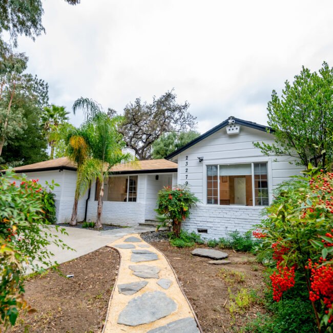 The front of our ranch style house on our residential campus
